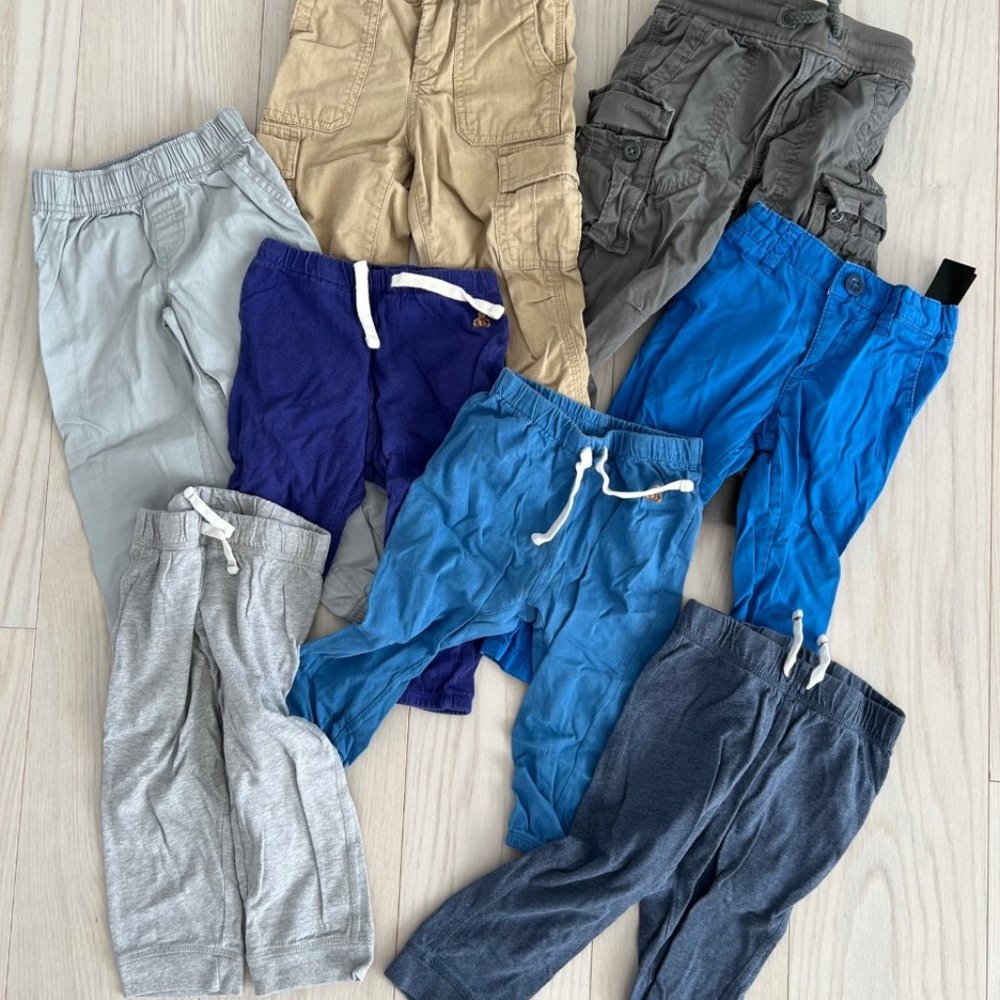 Set of 8 Boy's Toddler Pants Jeans Various 12-24 Months